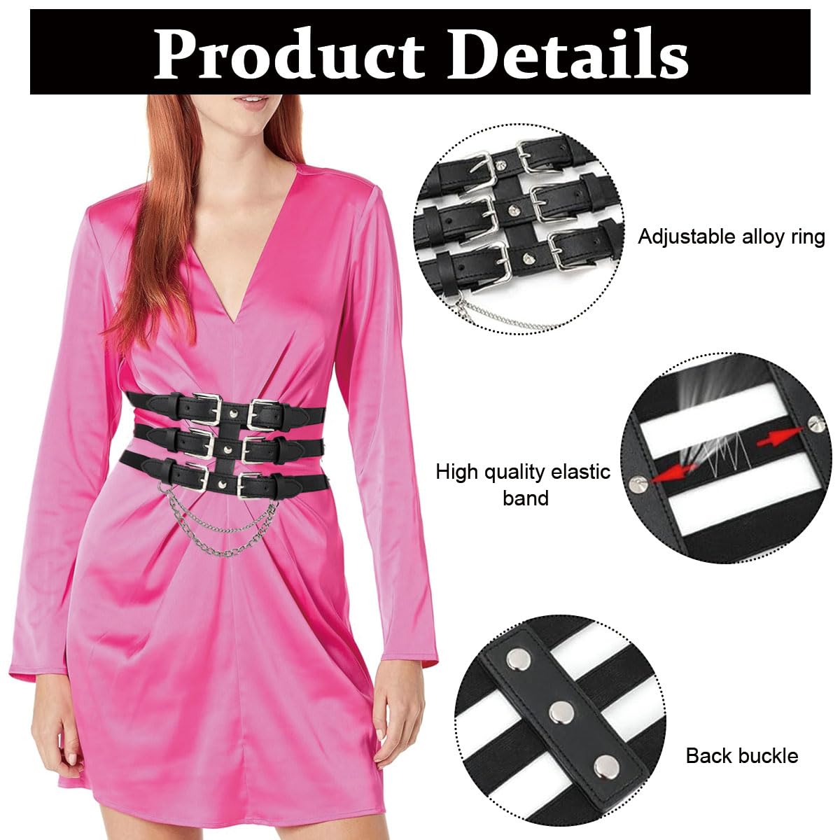 PALAY Punk Waist Belt Women Elastic Leather Waist Belt for Clothing Vintage Buckle Belts Stylish Waist Belt for Dresses, Shirts, Coats, Blazer PALAY Punk Waist Belt Women Elastic Leather Waist Belt for Clothing Vintage Buckle Belts Stylish Waist Belt for Dresses, Shirts, Coats, Blazer